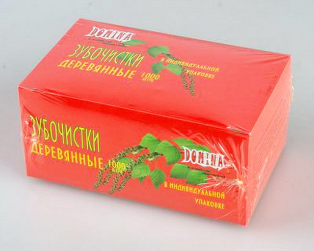 Зубочистки в индивидуальной упаковке 1000шт/30/50 DOMINA   Р