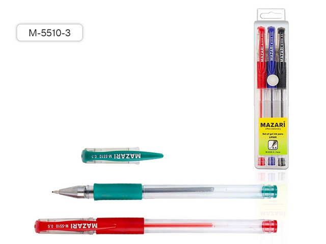 Ручки гелевые MAZARI Lipari  3цвета, флуоресцентные, 0.8, M-5510-3 *10/80/160