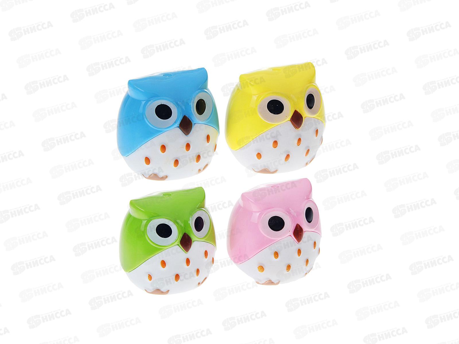 Точилка пластиковая Darvish 2 отделения с контейнером, Сова  DV-9331 *28