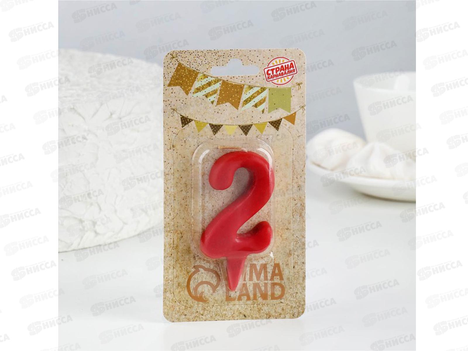 Свеча - цифра &quot2&quot Овал красная 2303036