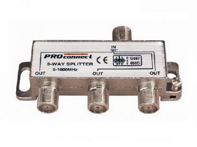 Разветвитель на 3 TV Proconnect F-разъем, 5-1000МГц, 05-6022 *10