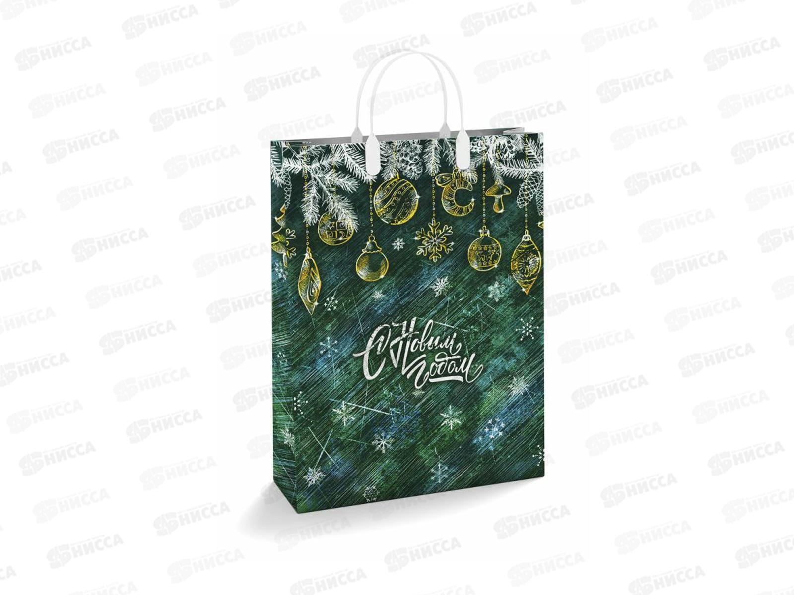 Сумочка пластиковая мягкий Новый год 30*40 Золотые игрушки *40