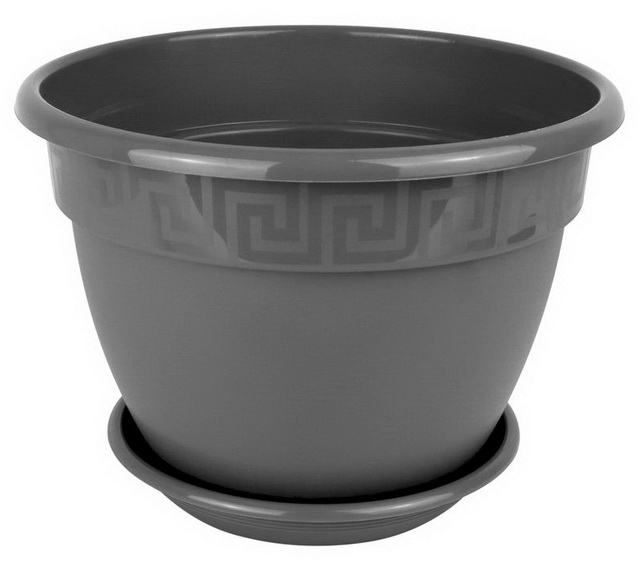 Горшок для цветов АНТИК 2,6л с поддоном Антрацит  *32