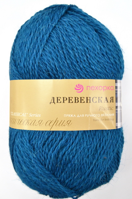 Пряжа Деревенская морская волна шерсть100% 100гр 250м 14