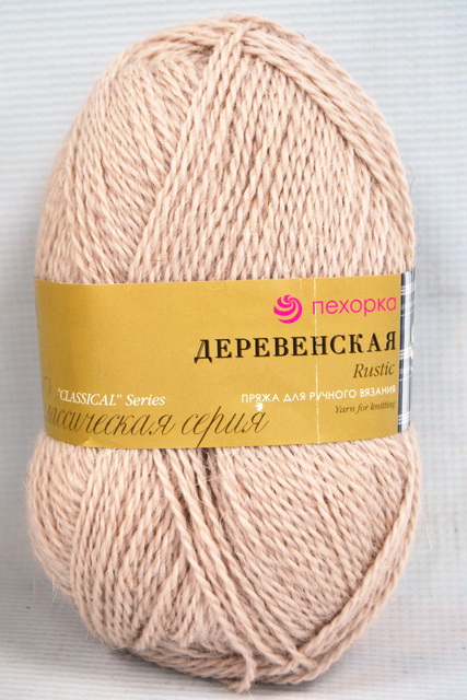 Пряжа Деревенская жемчуг шерсть100% 100гр 250м 181