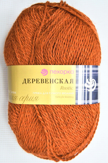 Пряжа Деревенская светлый терракот шерсть100% 100гр 250м 30