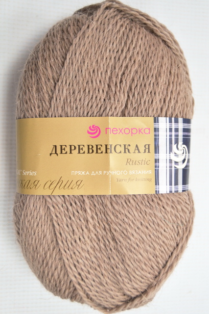 Пряжа Деревенская темная верба шерсть100% 100гр 250м 388