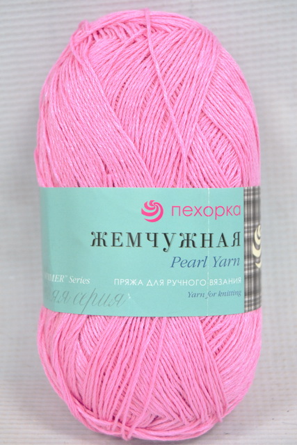 Пряжа Жемчужная розовый хлопок50% вискоза50% 100гр 425м 20