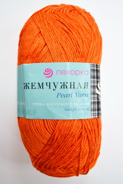 Пряжа Жемчужная оранжевый хлопок50% вискоза50% 100гр 425м 284