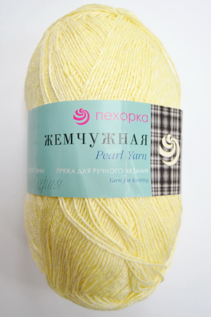 Пряжа Жемчужная светло-желтый хлопок50% вискоза50% 100гр 425м 53