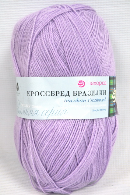 Пряжа Кроссбред Бразилии светлая фиалка мериносовая шерсть50% акрил50% 100гр 500м 389