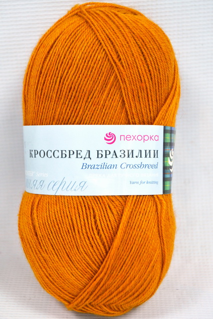 Пряжа Кроссбред Бразилии горчица мериносовая шерсть50% акрил50% 100гр 500м 447
