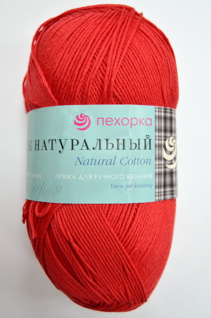 Пряжа Хлопок красный хлопок100% 100гр 425м 06