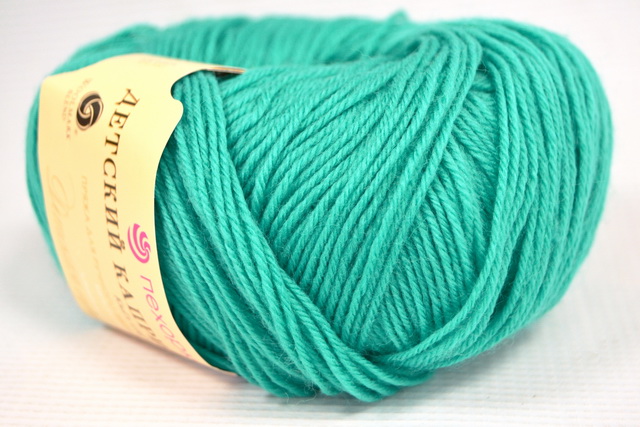 Пряжа Детский каприз изумруд мериносовая шерсть50% фибра50% 50гр 225м 335