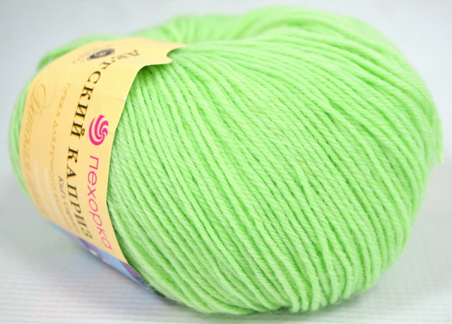 Пряжа Детский каприз салатовый мериносовая шерсть50% фибра50% 50гр 225м 41