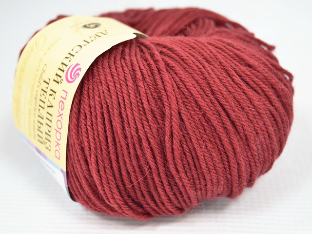 Пряжа Детский каприз теплый бордо мериносовая шерсть50% фибра50% 50гр 125м 07