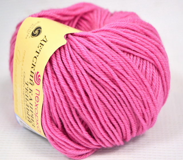 Пряжа Детский каприз теплый ярко-розовый мериносовая шерсть50% фибра50% 50гр 125м 11