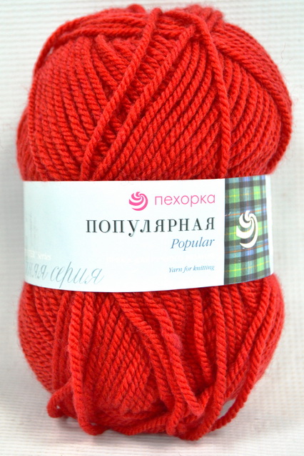 Пряжа Популярная красный шерсть50% акрил объемный50% 100гр 133м 06