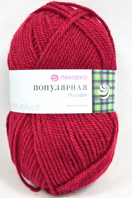 Пряжа Популярная бордо шерсть50% акрил50% 100гр 133м 07