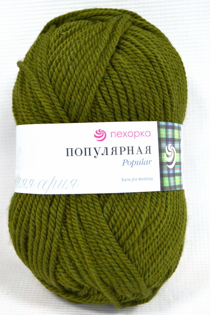 Пряжа Популярная темно-оливковый шерсть50% акрил объемный50% 100гр 133м 13