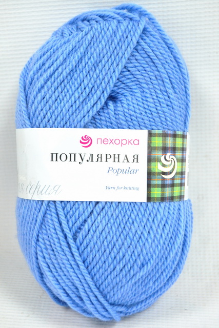 Пряжа Популярная голубая пролеска  шерсть50% акрил объемный50% 100гр 133м 520