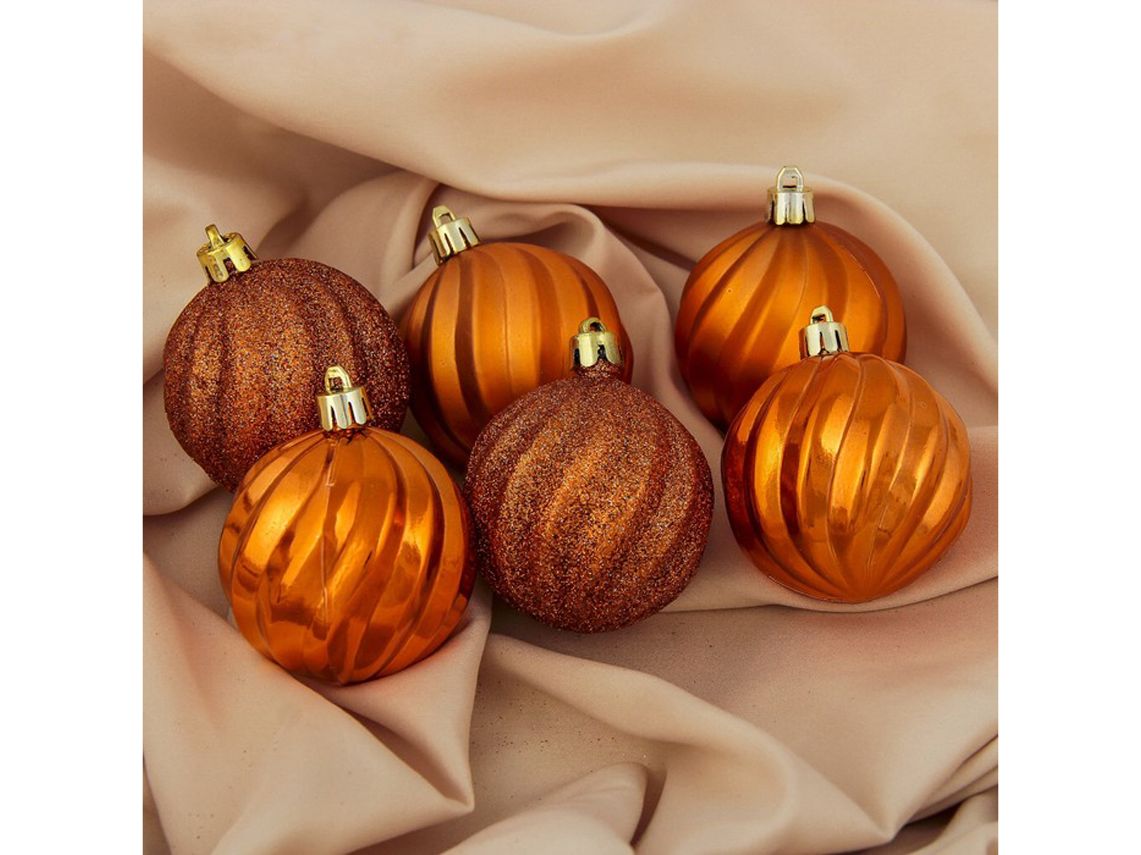 Набор шаров 6шт, 6см Волна оранжевый 3276687