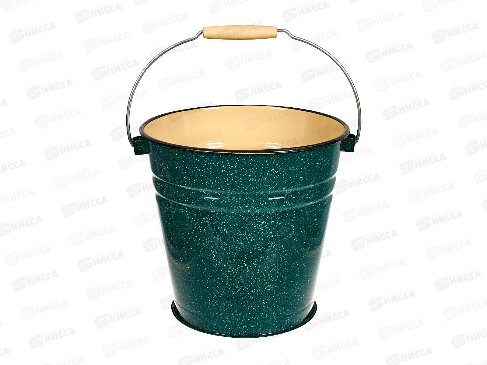 Ведро 12л без крышки зеленый рябчик, внутри палевое С41124.зП