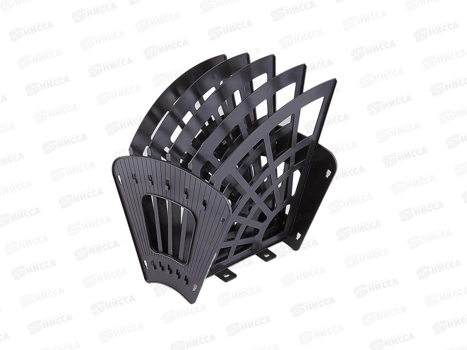 Лоток вертикальный 5 секций Эконом СТАММ черный 4 отдел, ЛТ414*10