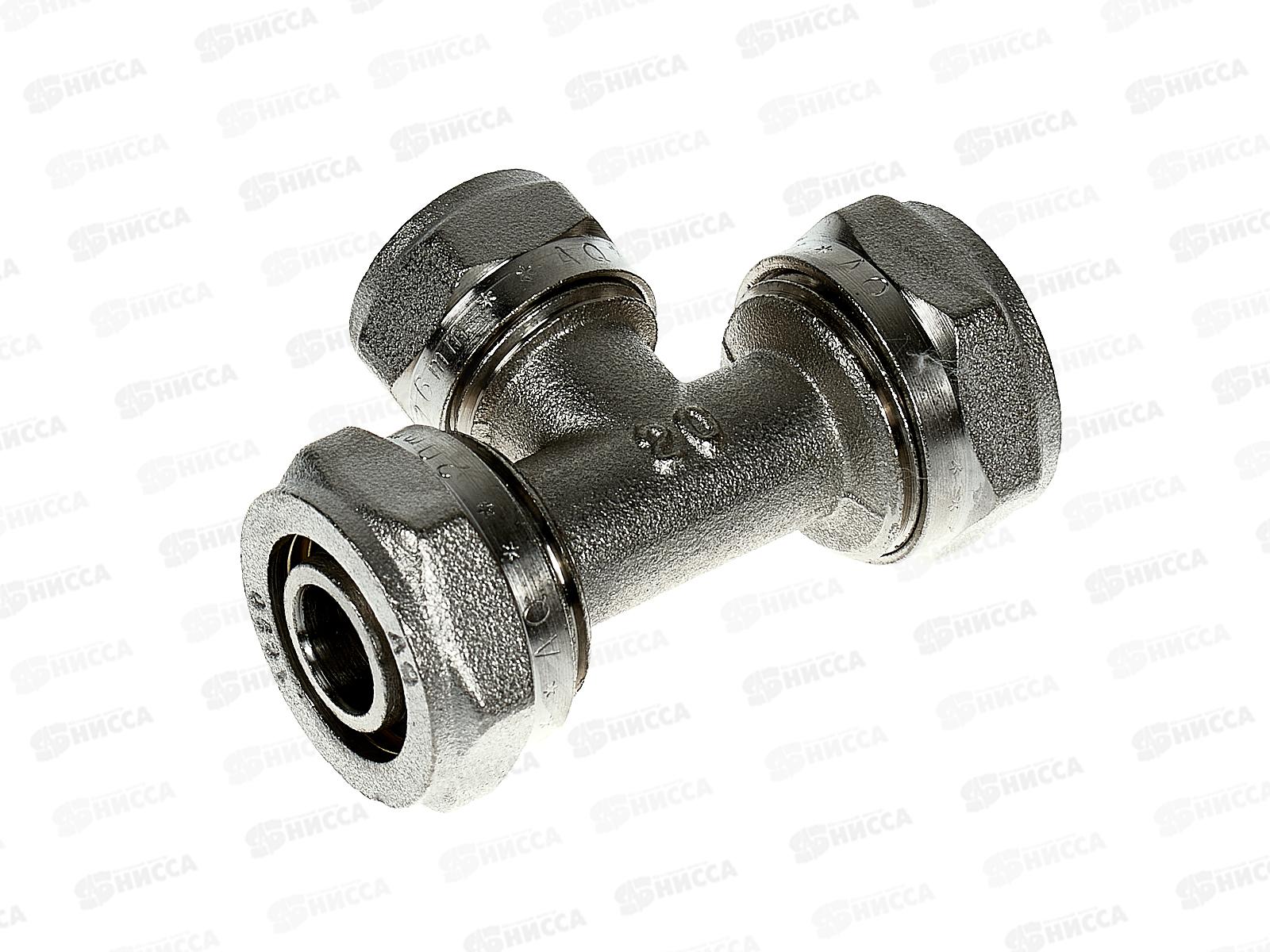 Тройник для металлопластиковых труб T20х16х20, цанга/цанга/цанга, Aqualink, 00307 *10/50