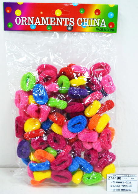 Резинка для волос 50шт цветная ткань (048718) *12  Ж