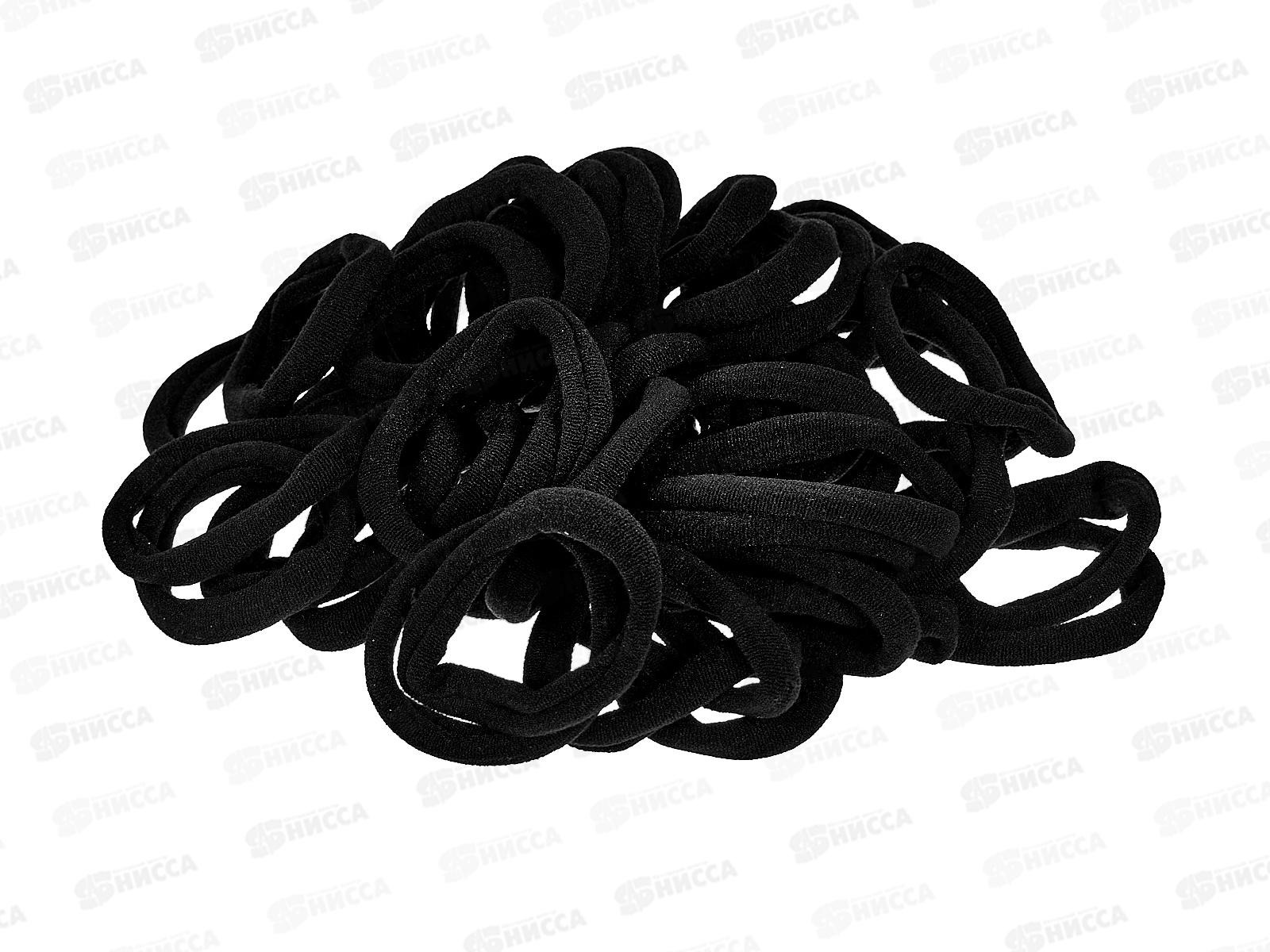 Резинка для волос 50шт черная ткань (048717)   Ж