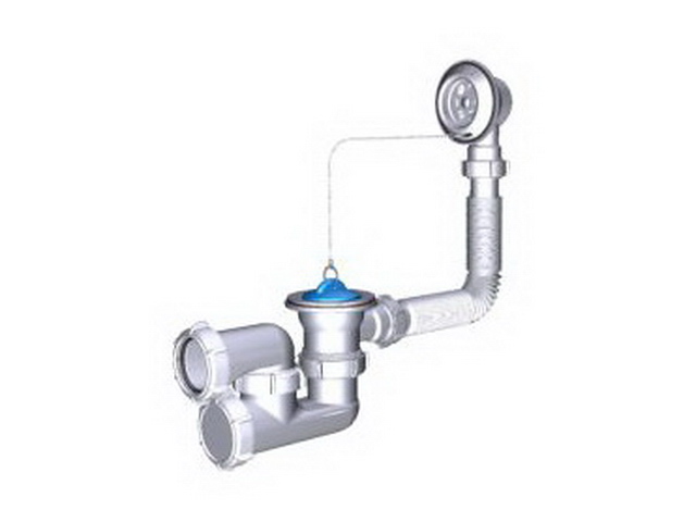 Сифон для ванны регулируемый с выпуском и переливом, V210 *35