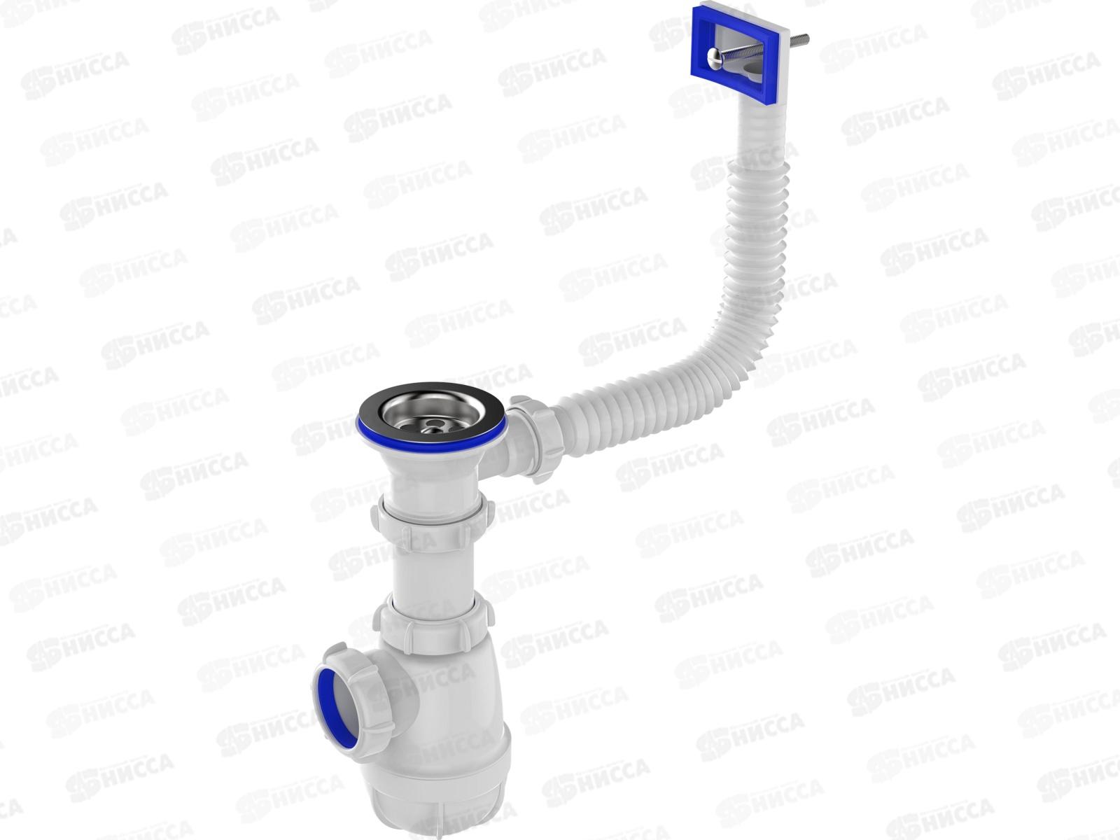 Сифон для кухни 1 1/2&quot х 40  с переливом  B0150  *35