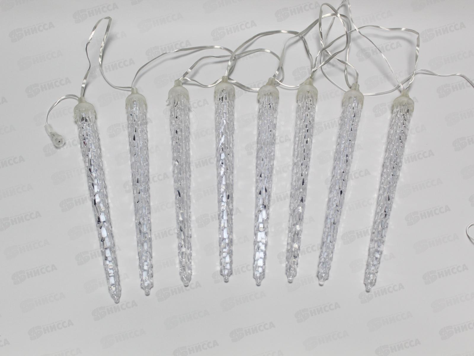 Гирлянда 2.5м, &quotСосулька&quot, 8 штук, разноцветная, прозрачный провод, AL-8612 *25