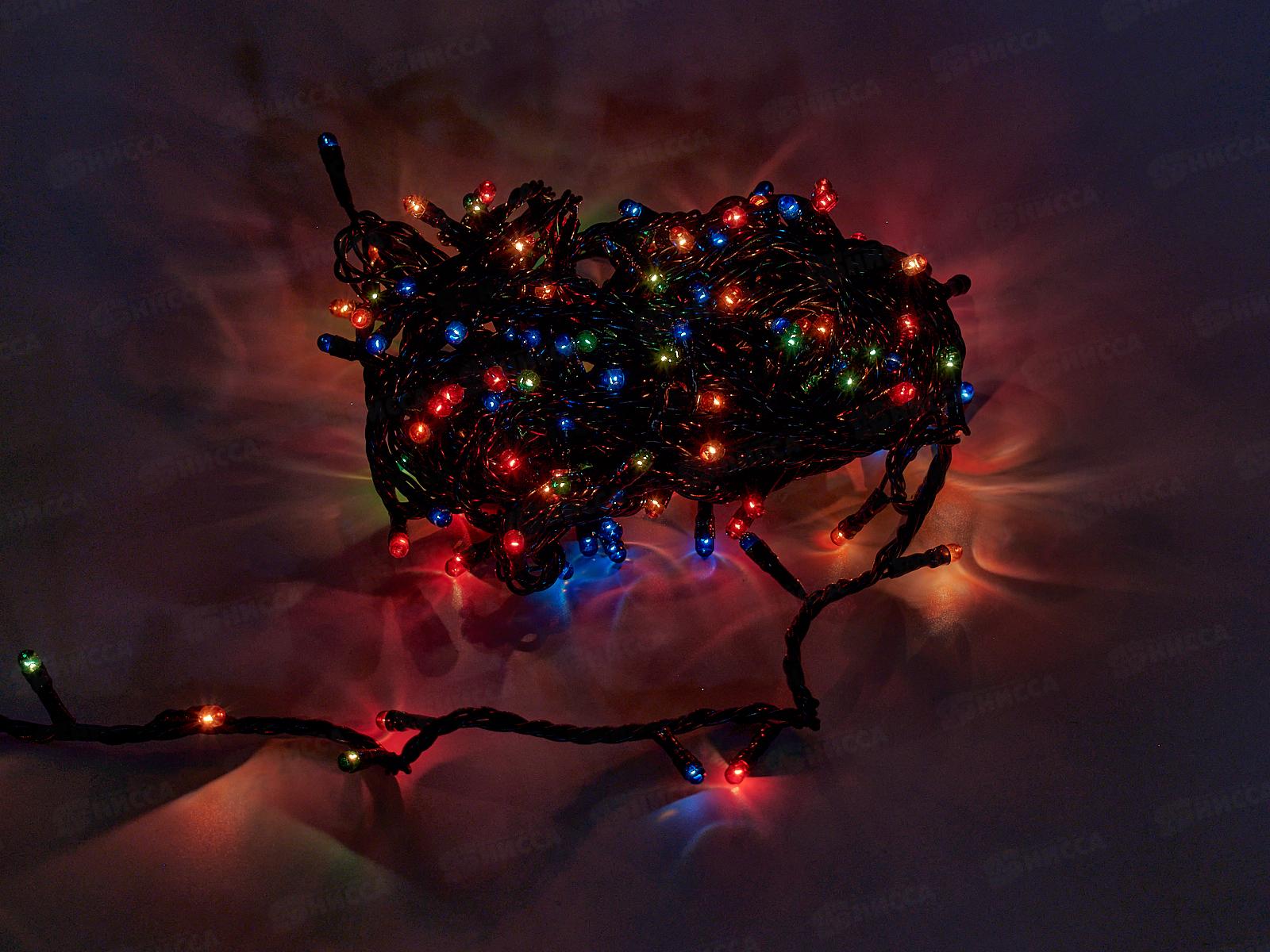 Гирлянда электрическая, новогодняя 7,0 м., 180 ламп, черный провод, разноцв., 220В, 50Гц, AL-3726-4 *100