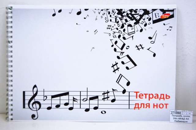 Тетрадь нотная  24 листа АКАД А4 Падающие нотки, EAC-8264/2 *20/40