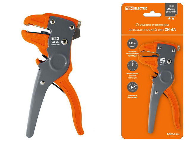 Съемник изоляции автоматический СИ-6А, сечение зачищаемого провода 0,25-6мм, МастерЭлектрик
