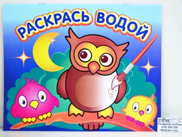 Раскраска водная АТБ Мудрая сова 250*200, ВРА-09 *50