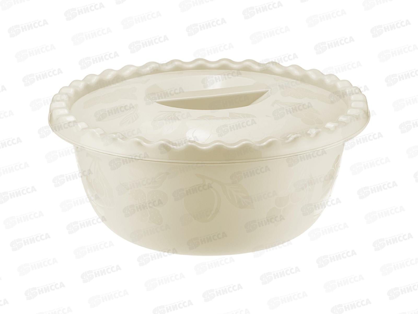 Миска 3,0л с крышкой круглая Белый ротанг  М1316 *35