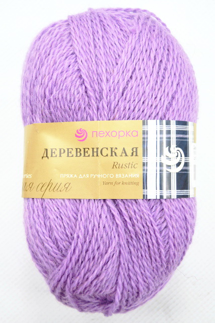 Пряжа Деревенская персидская сирень шерсть 100гр 250м 516