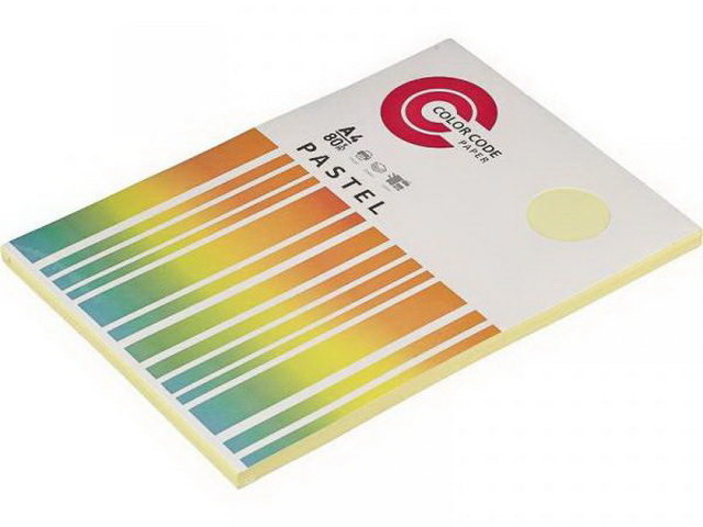 Бумага ксероксная P80 100л А4 Color Code пастельный желтый 473347 *20