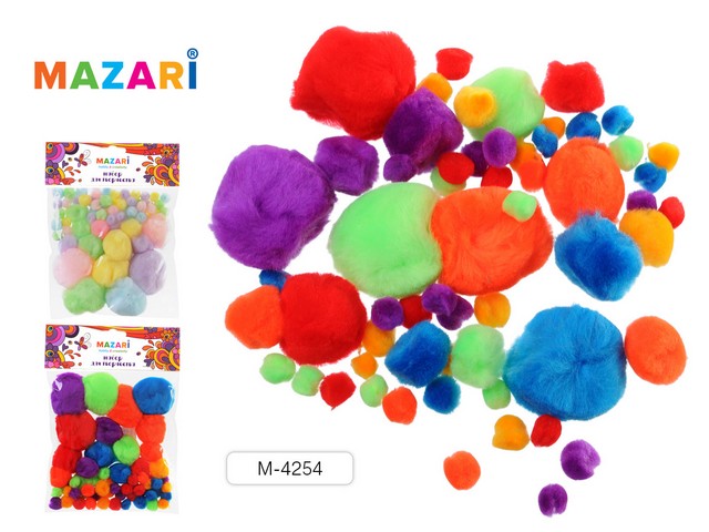 Набор для творчества Помпоны 60 штук ассортимент М-42-54*12