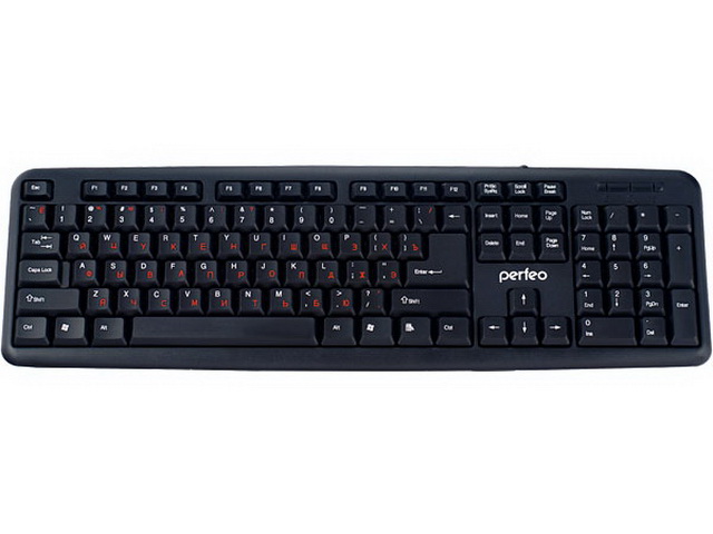 Клавиатура проводная Perfeo стандартная, USB, чёрная, 3093