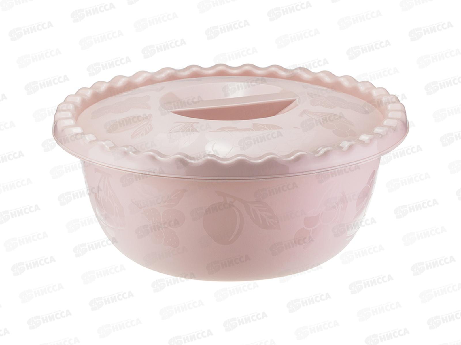 Миска 3,0л с крышкой  круглая Чайная роза  М1316 *35