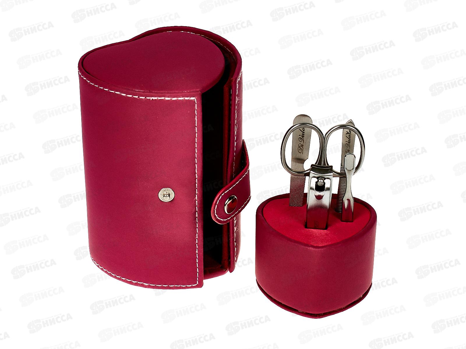 Маникюрный набор 5 предметов бордовый футляр из искусственной кожи 107-014