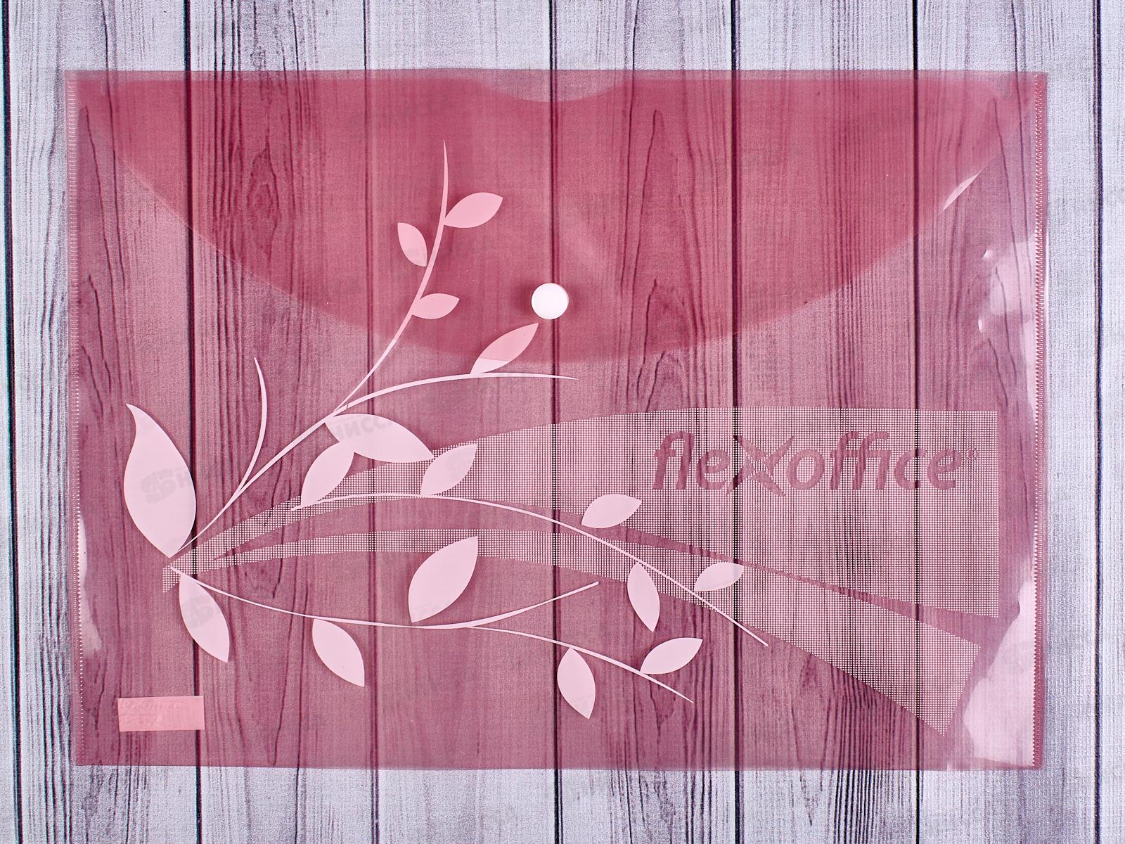 Папка с кнопкой FLEXoffice А4 розовая, 0.12мм, FO-CBF02 *12