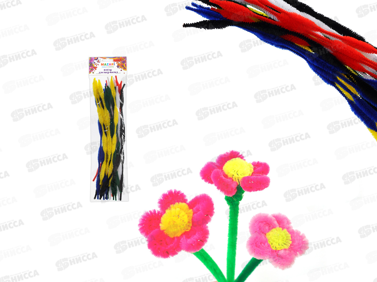 Набор синельной проволоки 30см,d-1.2.см,30штук ассорти М-4252 *12/240