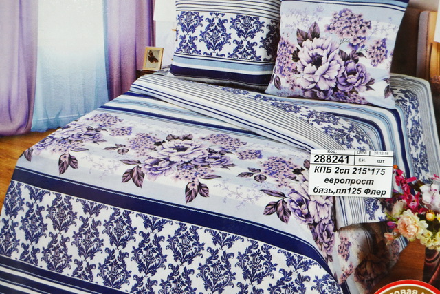 Комплект постельного белья 2спальное 215*175 европрост бязь,пл125 Флер