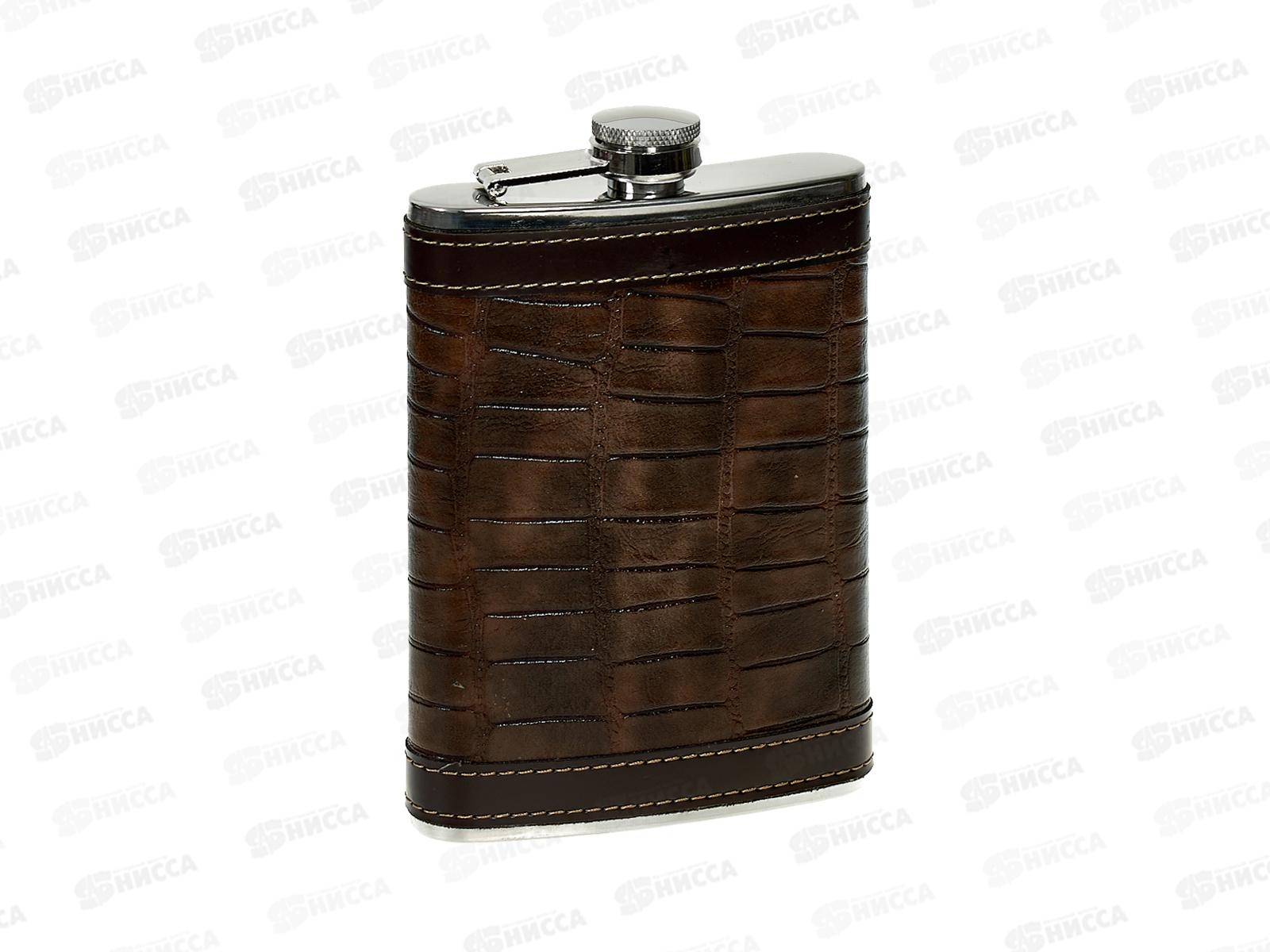 Фляжка 9oz 270мл плетенка нержавейка+кожзаменитель (048329)  Ж