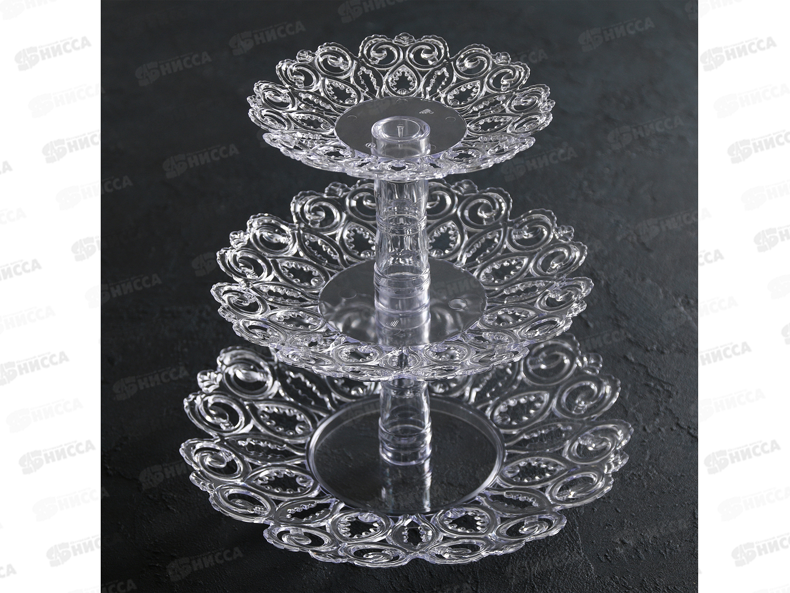 Фруктовница &quotМелодия&quot 3-х ярусная Прозрачная *15 М6406